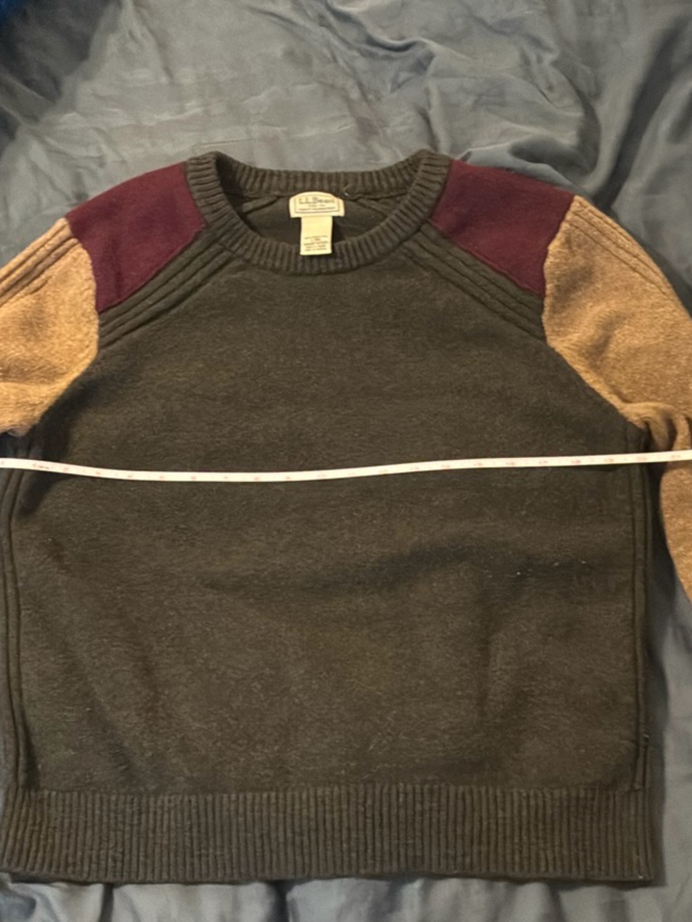 LL Bean Wool Sweater Mens Large Heritage Dark Academia Colorblock Fall Autumn
